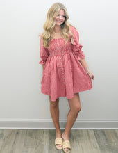Load image into Gallery viewer, Going Real Slow Gingham Plaid Smocked Dress in Red