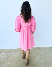 Load image into Gallery viewer, Main Attraction 3/4 Puff Sleeve Dress in Neon Pink