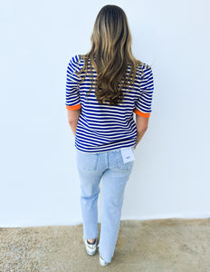 Happy As Can Be Striped Top in Blue