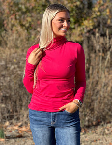 Layering Made Perfect Mock Neck Top Viva Magenta