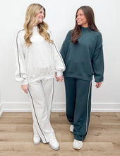 Load image into Gallery viewer, It's Love Modal Scuba Stripe Piping Pants in Midnight Green
