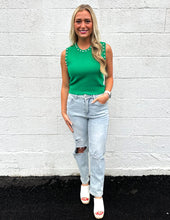 Load image into Gallery viewer, Head &amp; Heart Pearl Embellished Top Green