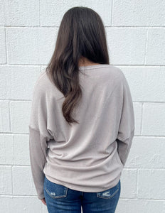 Out for Fun Ribbed Pocket Sweater Oatmeal