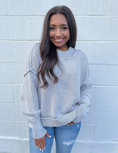 In Good Spirits Oversized Crop Sweater Grey