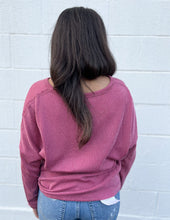 Load image into Gallery viewer, Out for Fun Ribbed Pocket Sweater Dusty Wine