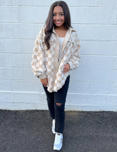 Fall Feelings Checkered Sherpa Shacket