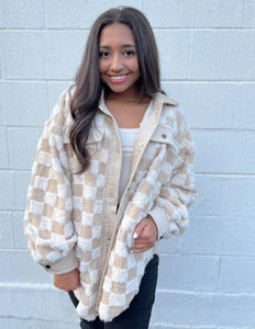 Fall Feelings Checkered Sherpa Shacket