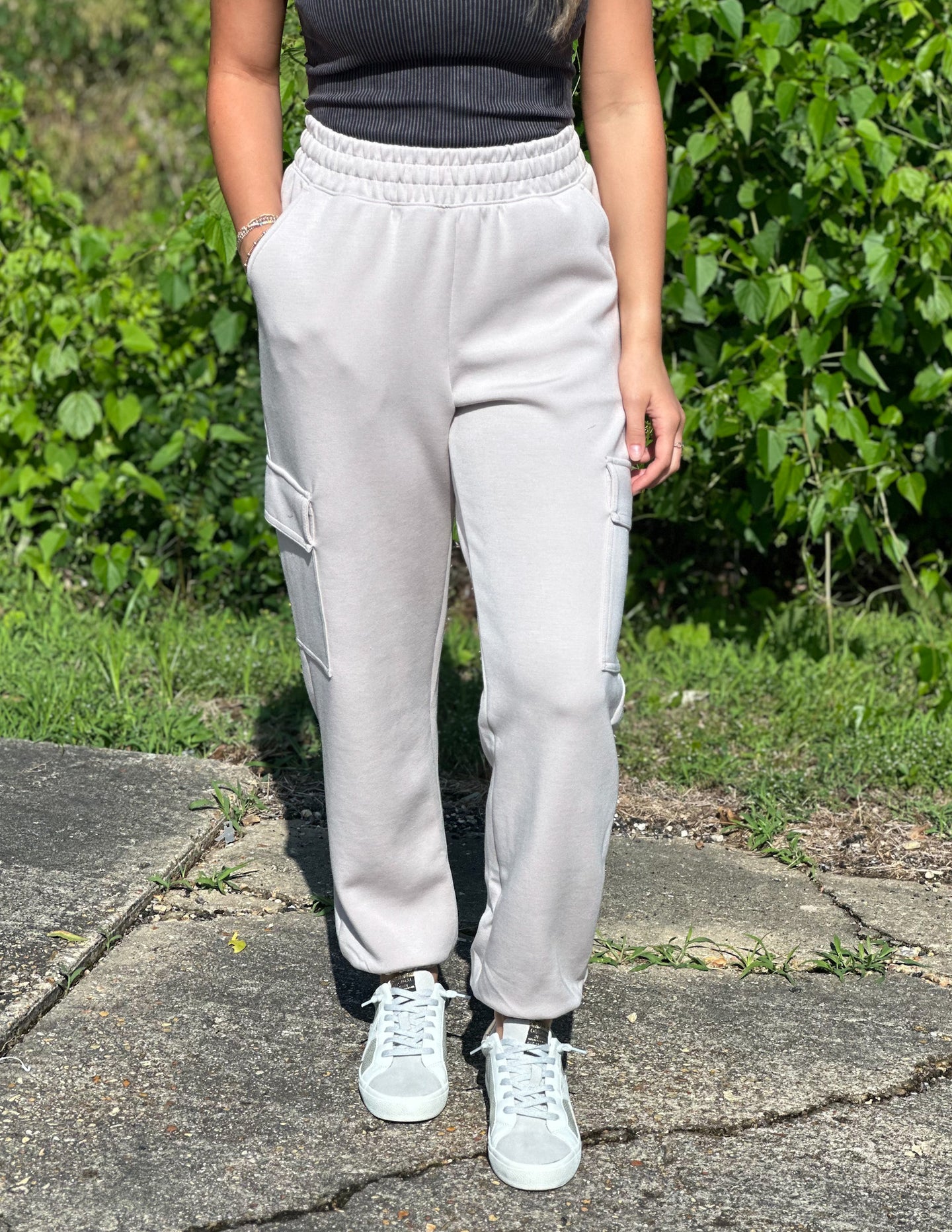 Lost in My Fairy Tale Scuba Cargo Joggers Mocha Cream