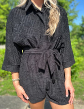 Load image into Gallery viewer, Beach Dreamin&#39; Textured Romper Black