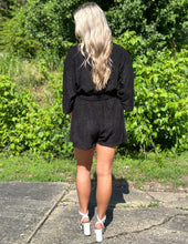 Load image into Gallery viewer, Beach Dreamin&#39; Textured Romper Black