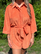 Load image into Gallery viewer, Beach Dreamin&#39; Textured Romper Orange