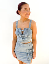 Load image into Gallery viewer, Why Can't That Be Me Denim Mini Skirt