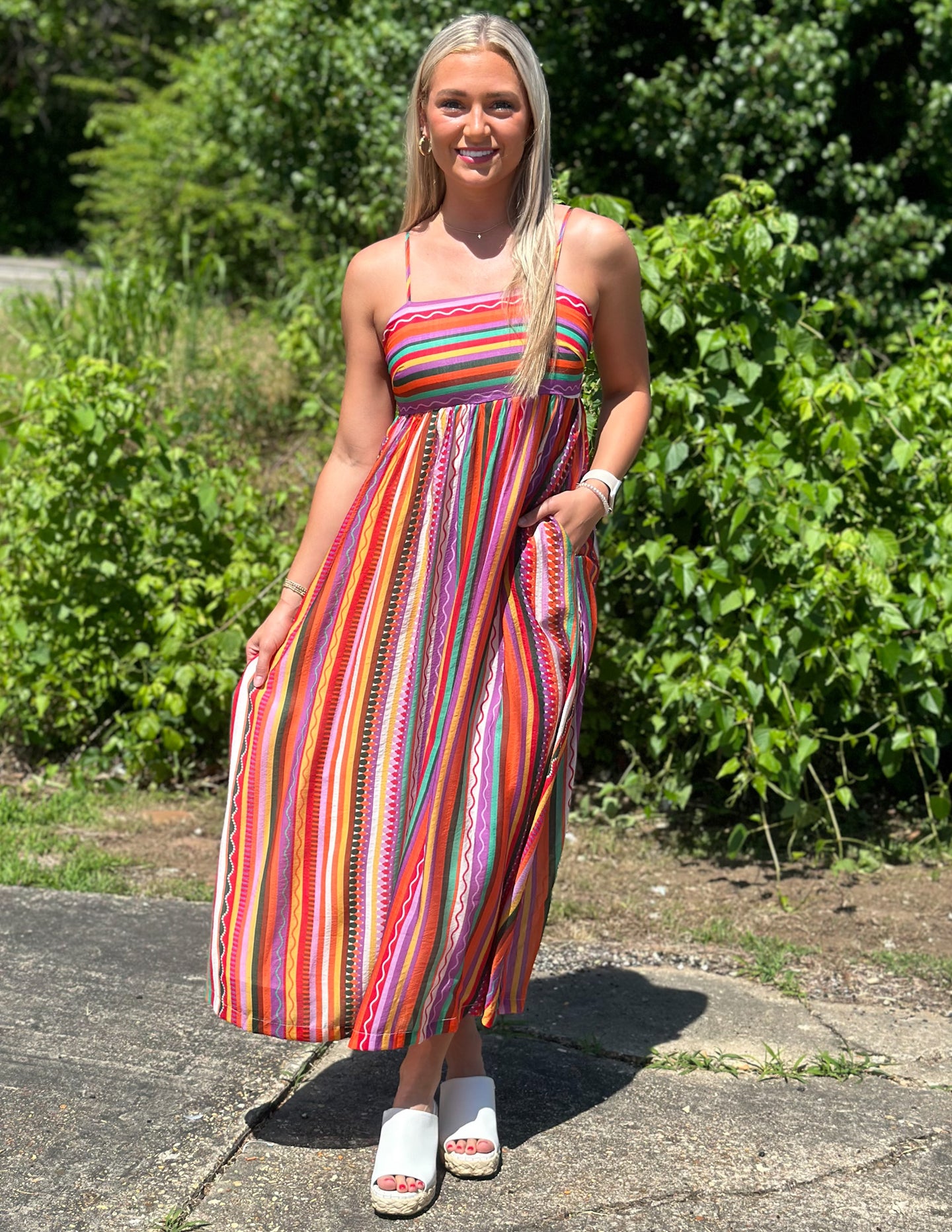 I Came to Dance Striped Midi Dress