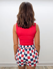 Load image into Gallery viewer, You Found Yours Checkered Shorts in Navy/Red