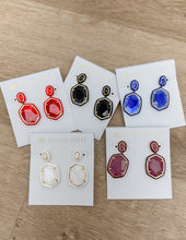 Load image into Gallery viewer, Kendra Scott Daphne Enamel Frame Drop Earrings in Gold Red Illusion