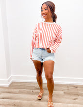 Load image into Gallery viewer, Take Me Home Striped Round Neck Sweater in Ivory/Mauve