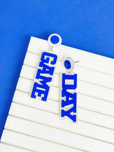 Load image into Gallery viewer, Game Day Statement Dangle Earrings White &amp; Blue