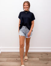 Load image into Gallery viewer, See Forever Mock Neck SS Boxy Sweater in Black