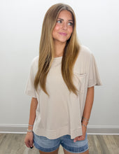 Load image into Gallery viewer, Hope It Rains Exposed Seam Boxy Top in Sand Beige
