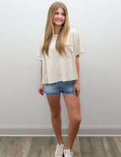Load image into Gallery viewer, Hope It Rains Exposed Seam Boxy Top in Sand Beige