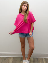 Load image into Gallery viewer, Hope It Rains Exposed Seam Boxy Top in Hot Pink