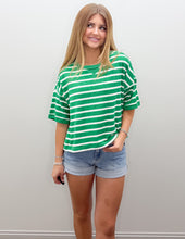 Load image into Gallery viewer, We Have History Oversized Stripe Knit Top in Green/Oatmeal