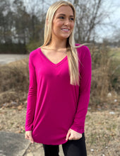 Load image into Gallery viewer, Show Me Everyday V-Neck Long Sleeve Top Magenta