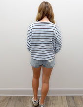 Load image into Gallery viewer, I Don't Even Care Striped Loose Fit Sweatshirt