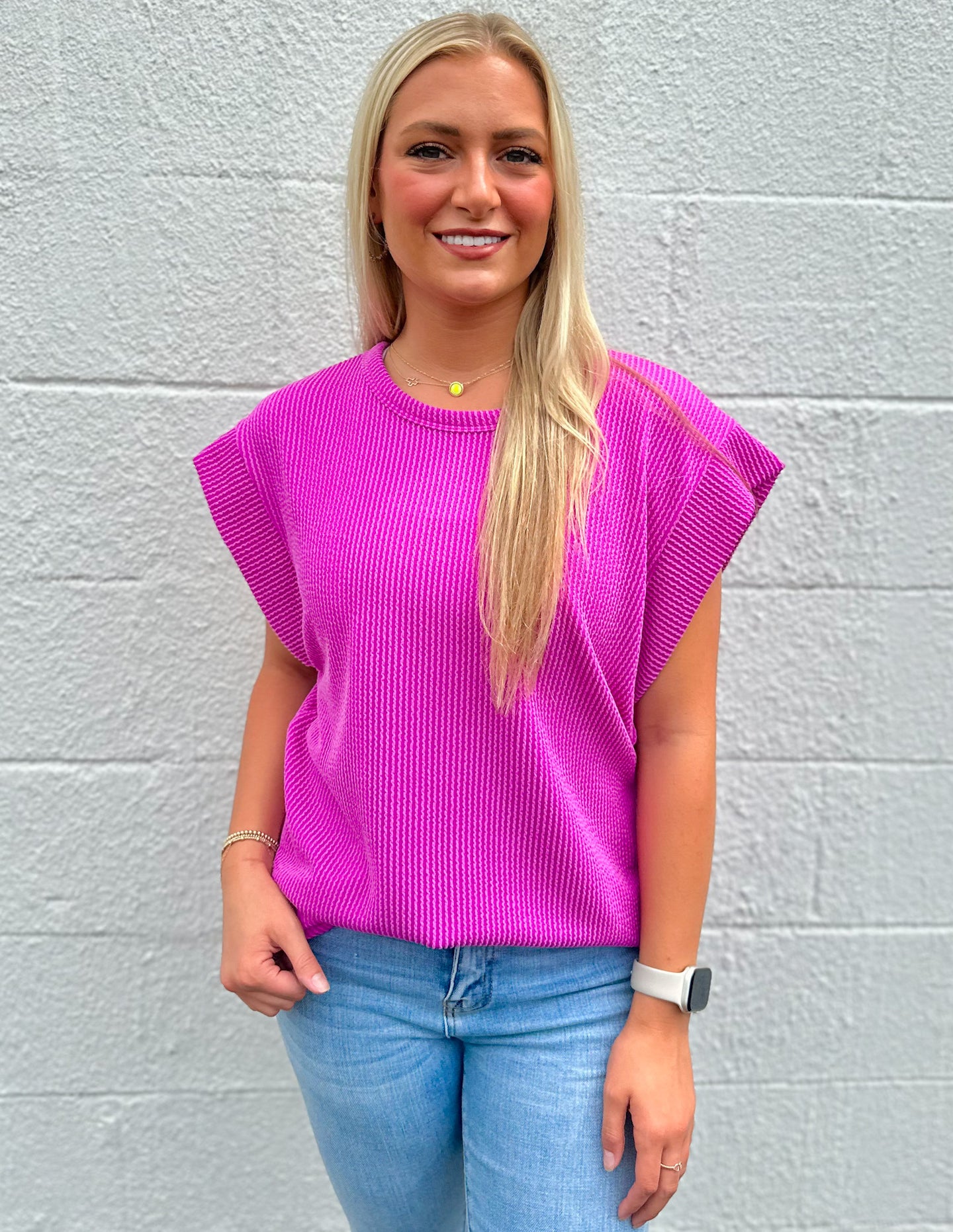 How Forever Feels Ribbed Top Magenta