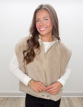 Load image into Gallery viewer, Been Lonely Sherpa Stand Collar Vest in Light Mocha