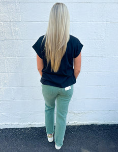 Every Little Step Distressed Jeans Olive