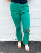 Load image into Gallery viewer, Every Little Step Distressed Jeans Dk Green