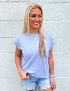 Never Too Much Round Neck SS Top H Grey