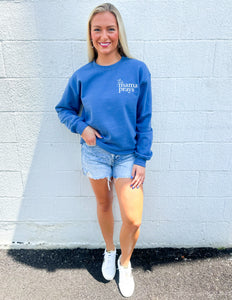 This Mama Prays Embroidered Sweatshirt Indigo