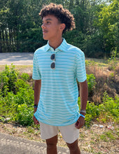 Load image into Gallery viewer, Southern Tide Men&#39;s SS Ryder Heather Bombay Striped Performance Polo