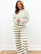 Load image into Gallery viewer, Take Me Home Striped Round Neck Sweater in Ivory/Olive