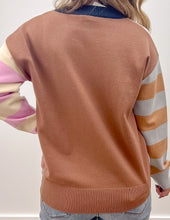 Load image into Gallery viewer, Looking At Me Color Block Stripe Mix Sweater Navy/Multi