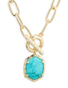 Kendra Scott Daphne Link Chain Necklace Gold Variegated Turquoise