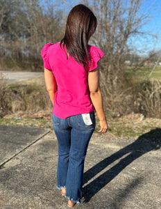 Call It Love Ladder Lace Blouse Fuchsia