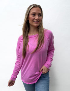 All About the Basics Cotton Raglan Sleeve Top in H Mauve