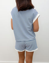 Load image into Gallery viewer, Only Living Stripe Top &amp; Shorts Set in Classic Blue
