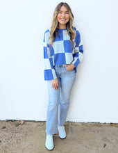 Load image into Gallery viewer, Blue Christmas Checkered Sweater