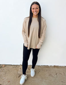 All About the Basics Cotton Raglan Sleeve Top in Lt Mocha