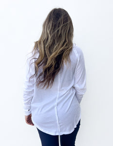 All About the Basics Cotton Raglan Sleeve Top in White