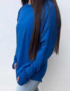 All About the Basics Cotton Raglan Sleeve Top in Classic Blue