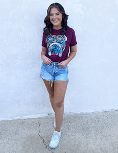 Watercolor Bulldogs Maroon Graphic SS Tee