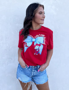 Ole Miss Coquette Powder Blue Bow Graphic Tee