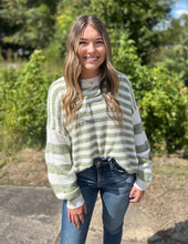 Load image into Gallery viewer, Nothing But Time Striped Sweater Olive