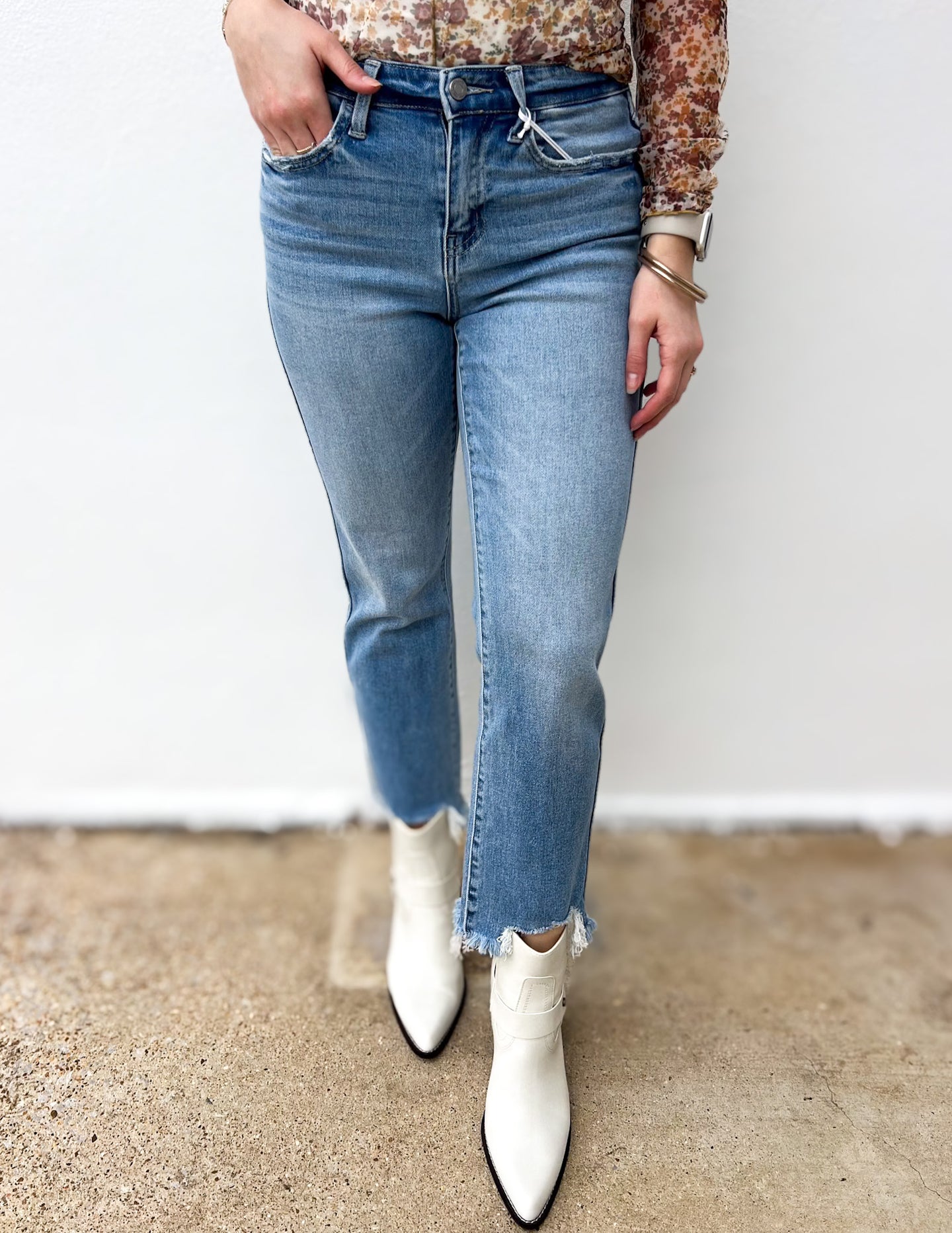 Broken Hearts High Rise Raw Crop Flare Jeans