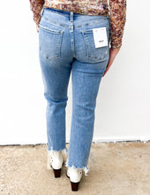 Load image into Gallery viewer, Broken Hearts High Rise Raw Crop Flare Jeans